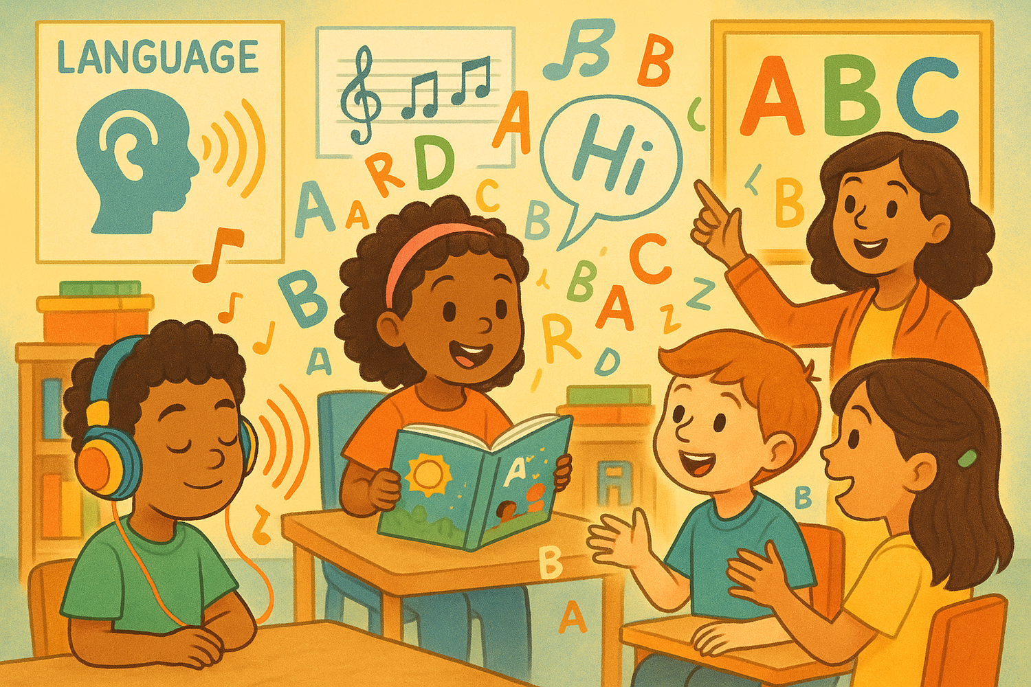 CREATE AN IMAGE SHOWING Language & Listening Skills
