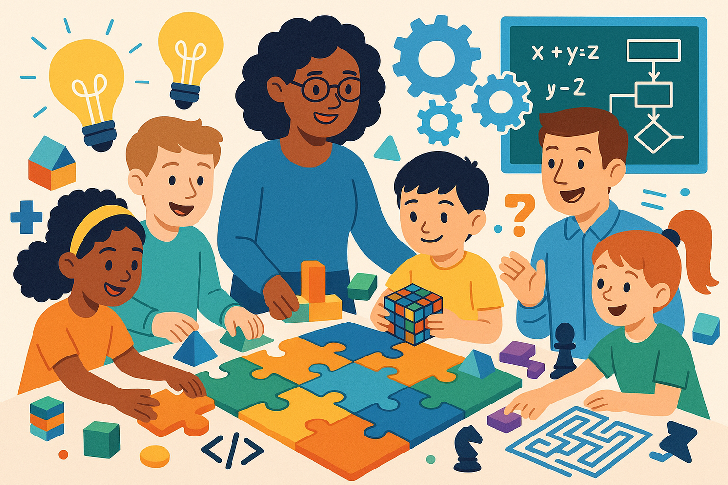 create an image showing Problem Solving & Logical Thinking

