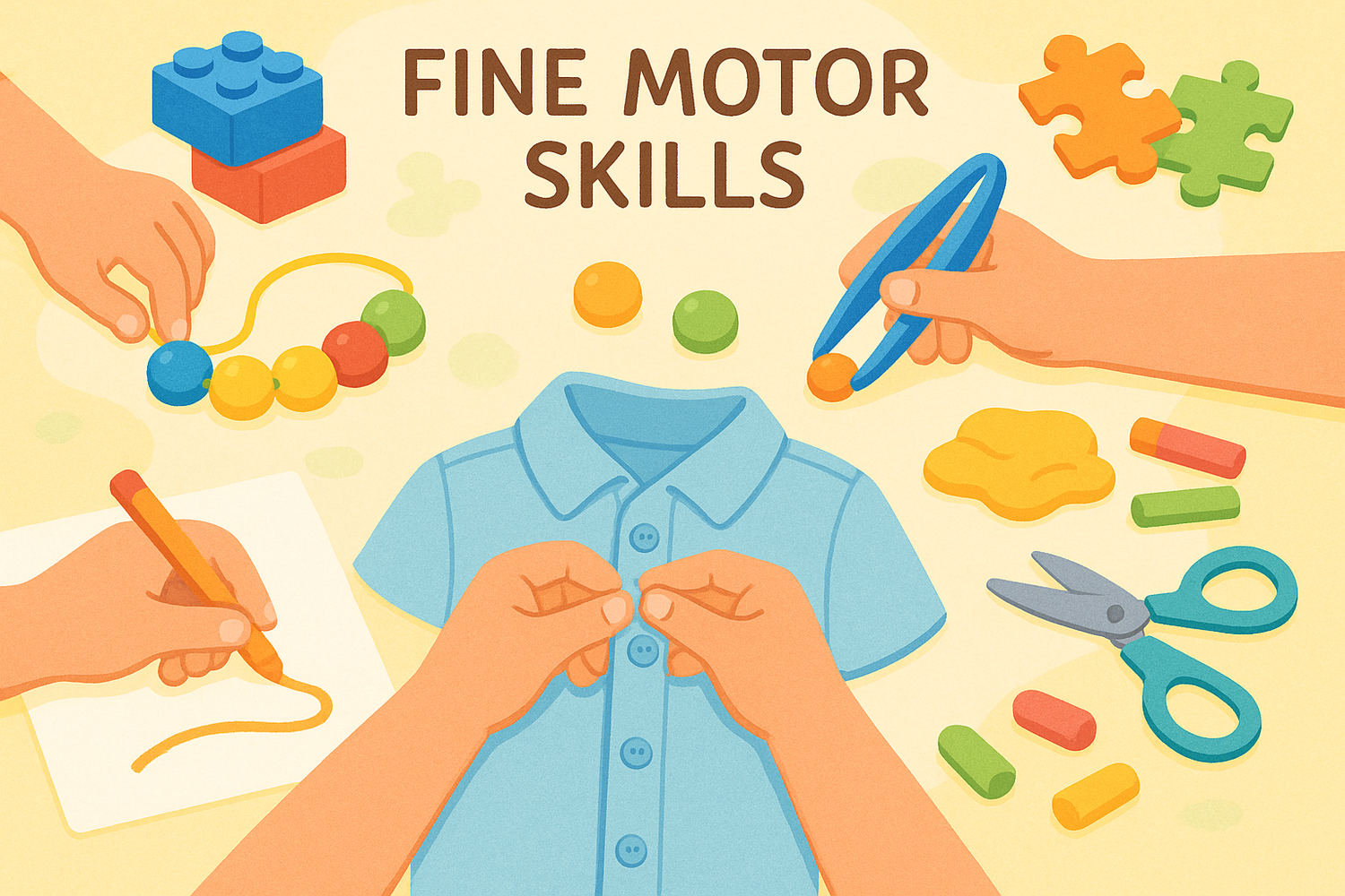 make a square format image which is showing fine motor skill